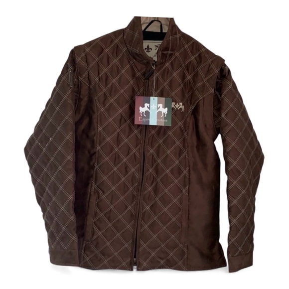 equine couture Other - Equine Couture Natasha Duet Riding Jacket Girls XL Brown Zip-Off Sleeves NWT